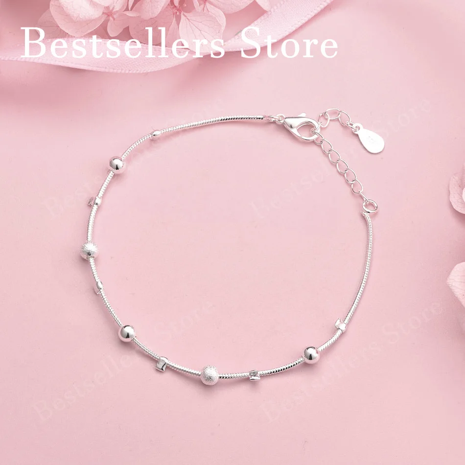 Luxury 925 sterling silver 8-inch frosted round bead fine bracelet for women's fashion accessories, wedding jewelry
Luxury 925 sterling silver 8-inch frosted round bead fine bracelet for women's fashion accessories, wedding jewelry