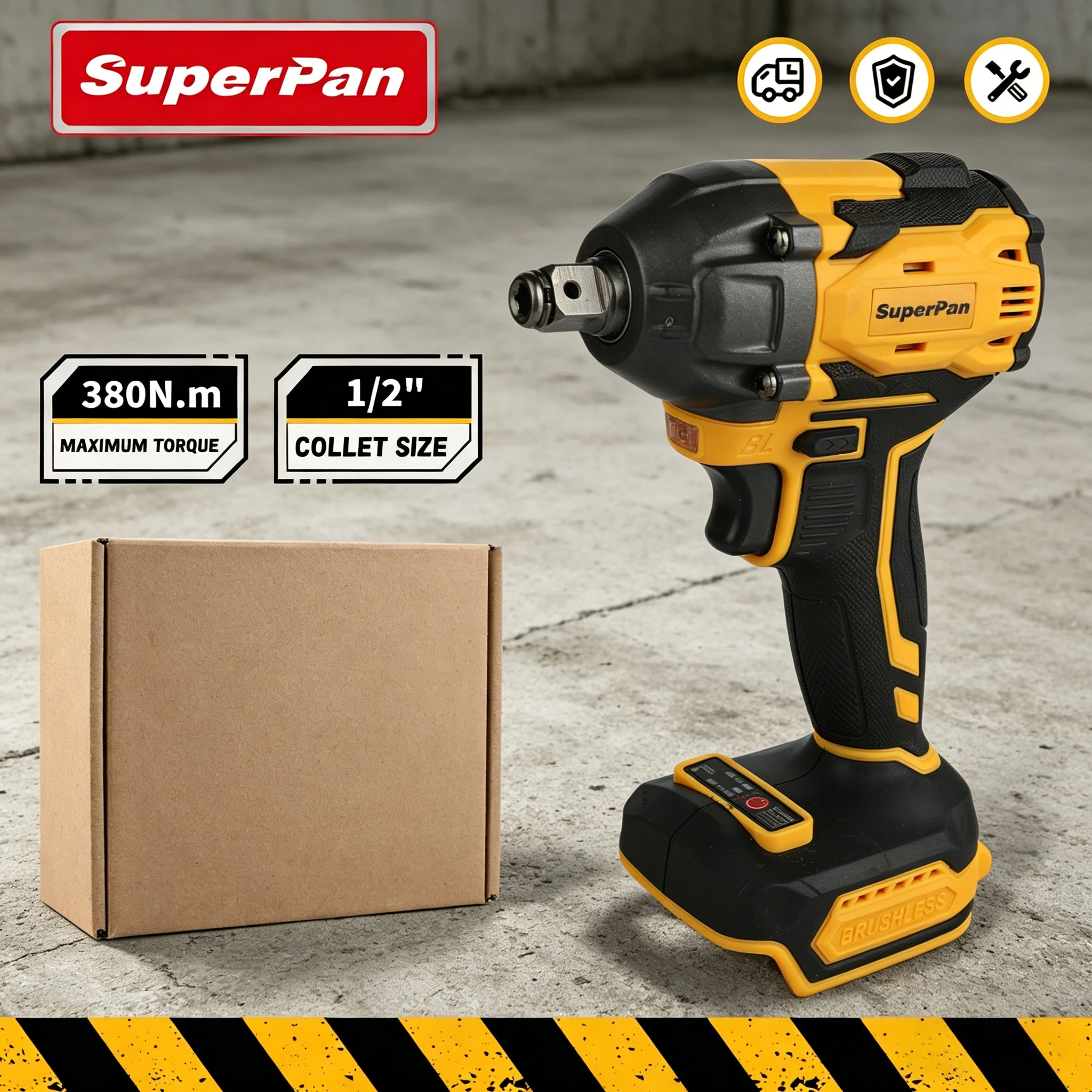 20V Brushless Impact Wrench, 380Nm Max Torque, 1/2" Drive, 2300RPM, Cordless Power Tool, Bare Unit,For Dewalt
20V Brushless Impact Wrench, 380Nm Max Torque, 1/2" Drive, 2300RPM, Cordless Power Tool, Bare Unit,For Dewalt
