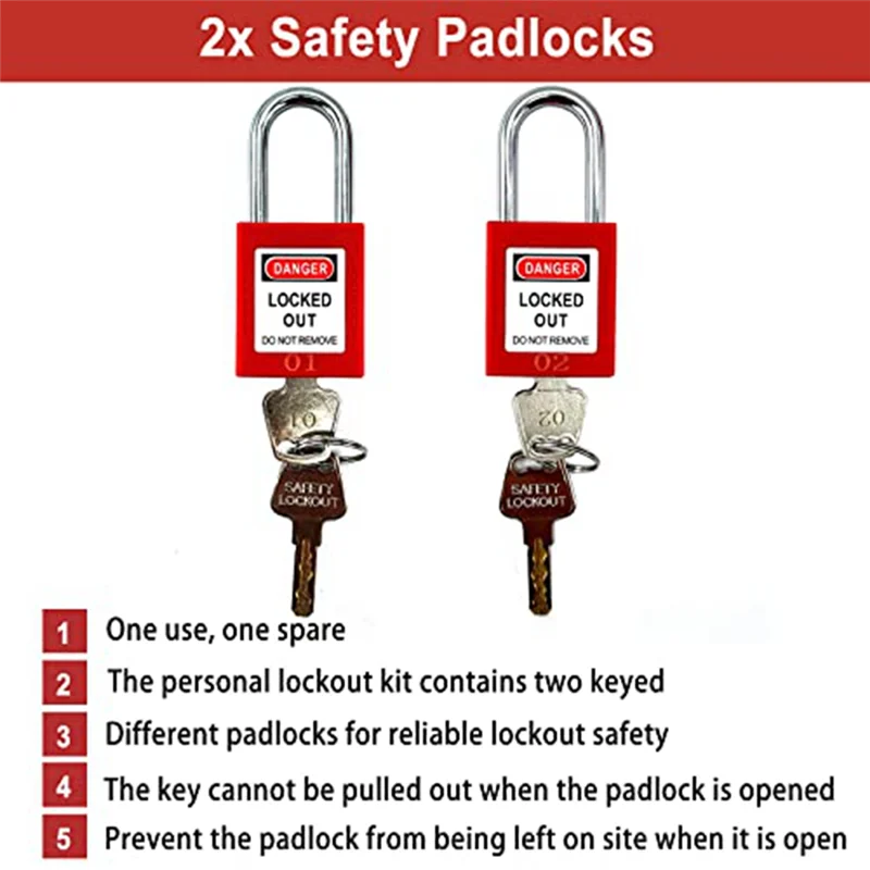 1 Pair Electrical Lockout Tagout Kit Red For Great Addition To Machinery, Electrical Equipment, Industrial Work, And More.
1 Pair Electrical Lockout Tagout Kit Red For Great Addition To Machinery, Electrical Equipment, Industrial Work, And More.