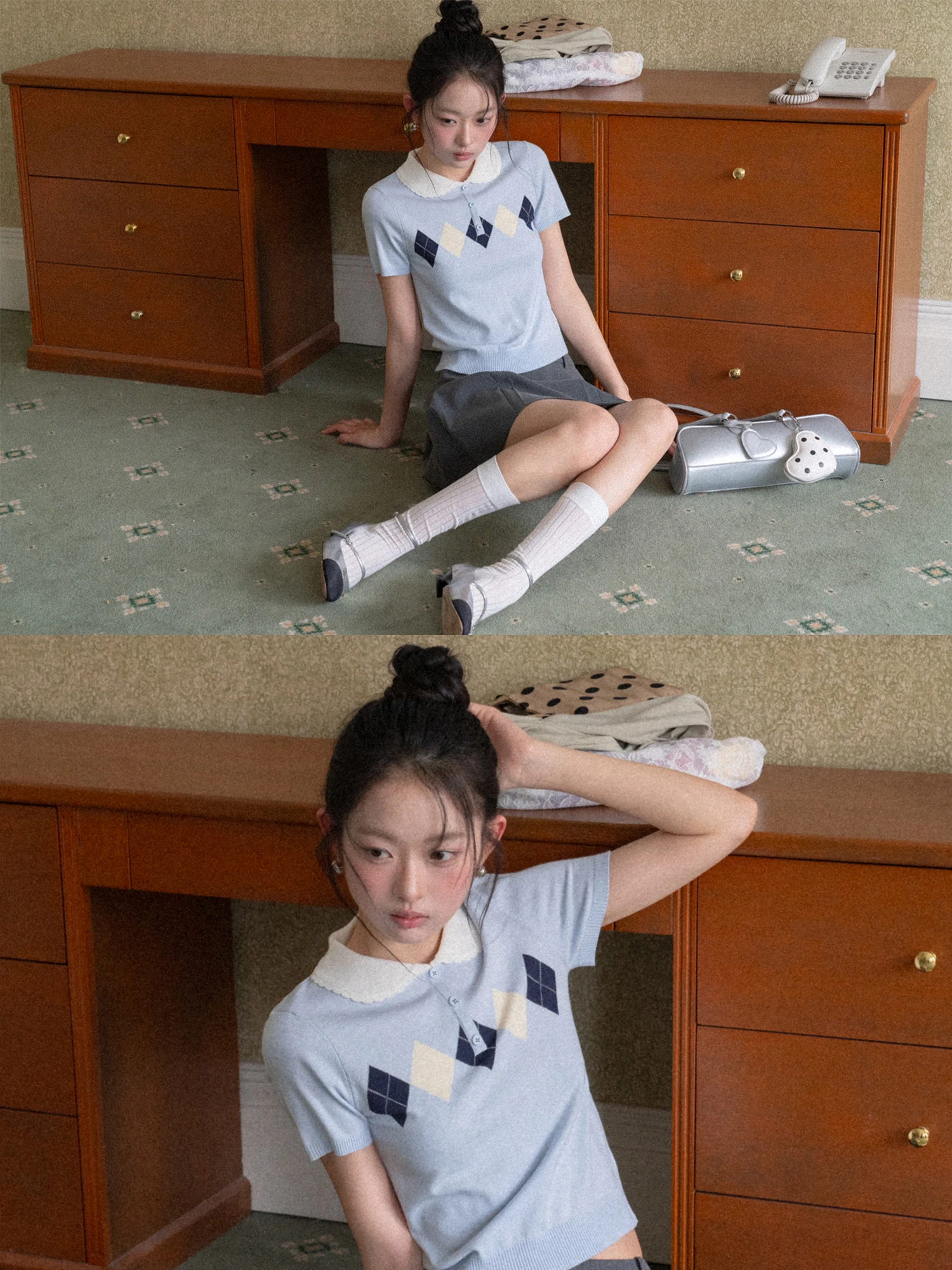 EGGKA Sweet Style Short Sleeve Knitted Sweater Thin Summer Slimming Doll Collar Top Soft Casual College Style Fashionable
EGGKA Sweet Style Short Sleeve Knitted Sweater Thin Summer Slimming Doll Collar Top Soft Casual College Style Fashionable