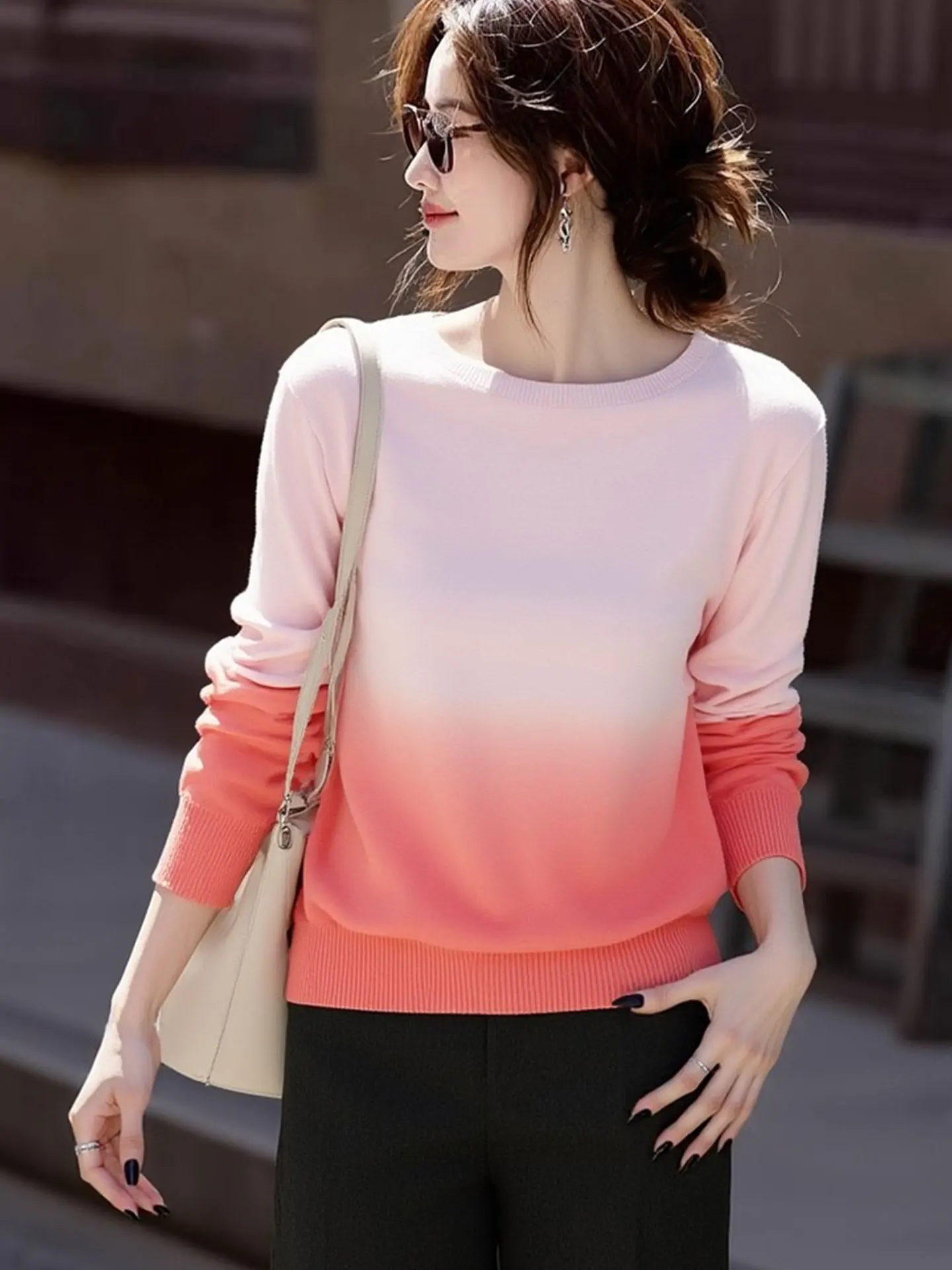 Ele Long Sve round Ne adient Color Knitted Sweater Women's Faion Spring Commute Warmth Regular Fit Knit Top
Ele Long Sve round Ne adient Color Knitted Sweater Women's Faion Spring Commute Warmth Regular Fit Knit Top