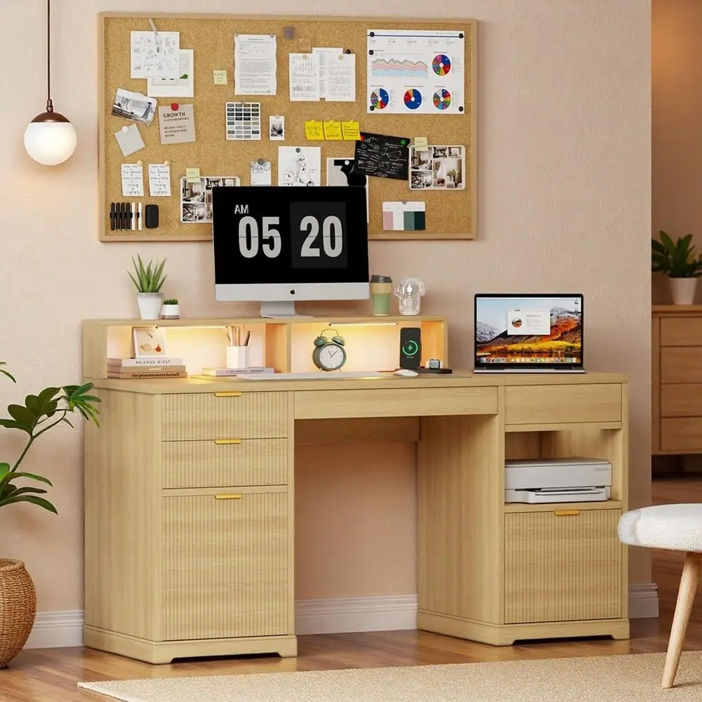 Desk with Drawers, 63 Home Office Executive Desk with Lift Top, Filing Cabinet, Gaming Desk Charging Station, Sensor Lights, Co
Desk with Drawers, 63 Home Office Executive Desk with Lift Top, Filing Cabinet, Gaming Desk Charging Station, Sensor Lights, Co