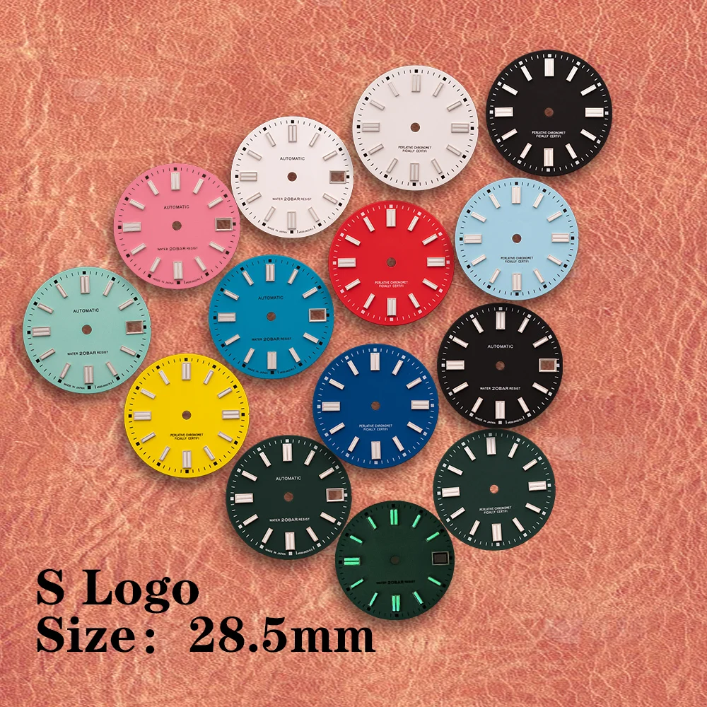 28.5mm S Logo New Matte Dial Suitable for NH35/NH36/4R/7S Japan Movement Green Luminous Watch Modification Accessories
28.5mm S Logo New Matte Dial Suitable for NH35/NH36/4R/7S Japan Movement Green Luminous Watch Modification Accessories