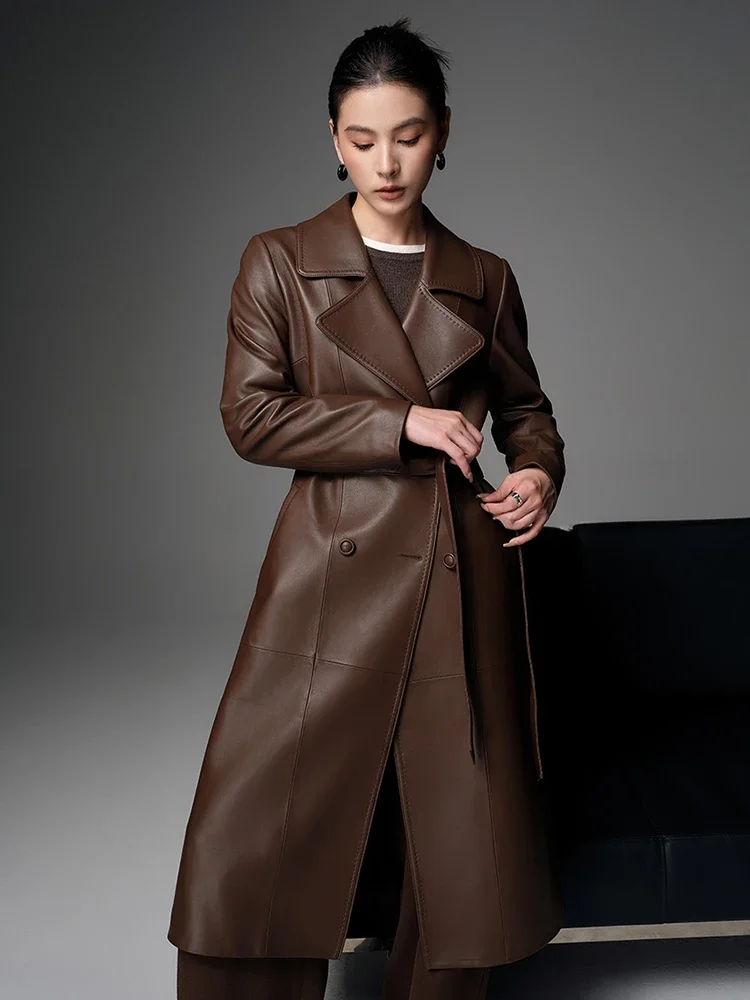 Casual Long Genuine Leather Jackets for Women Spring Autumn High-end Simple Solid Soft Slim Belted Real Sheepskin Trench Coat
Casual Long Genuine Leather Jackets for Women Spring Autumn High-end Simple Solid Soft Slim Belted Real Sheepskin Trench Coat