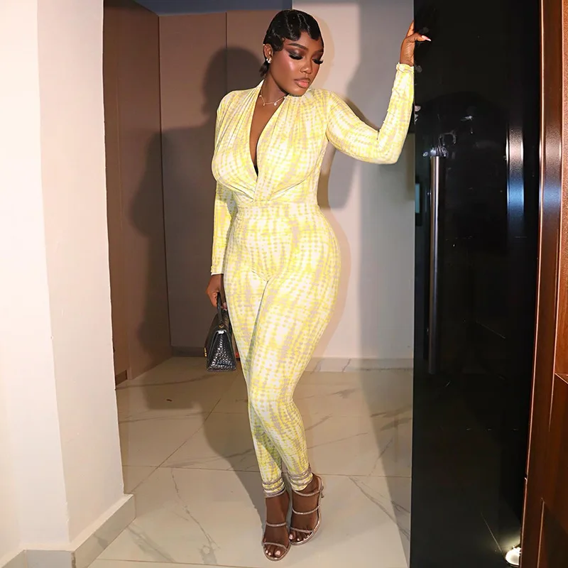Trendy Women's Slim-fit Printed Pleated Long-sleeve Jumpsuit With V-neck, Versatile Color-blocked Jumpsuit For Going Out
Trendy Women's Slim-fit Printed Pleated Long-sleeve Jumpsuit With V-neck, Versatile Color-blocked Jumpsuit For Going Out