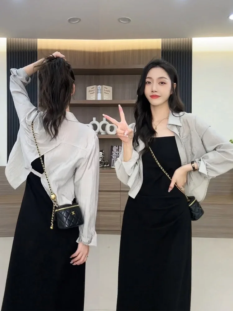 Women's Summer Thin Long Sve irt Dr Ba Split ort Sle with Cardigan Outerwear Sun Protection Loose Fit Collar
Women's Summer Thin Long Sve irt Dr Ba Split ort Sle with Cardigan Outerwear Sun Protection Loose Fit Collar