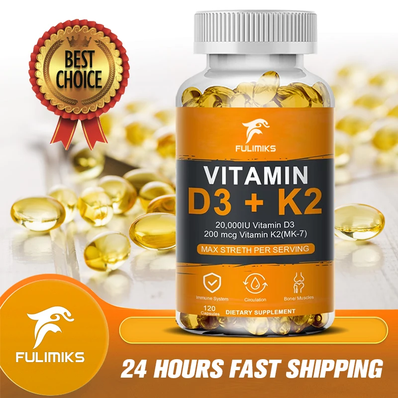 Vitamin D3 + K2 MK-7 - D3 Vitamin Supplement, Supports Immune, Heart, Joint, Dental & Bone Health - Easily Absorbed
Vitamin D3 + K2 MK-7 - D3 Vitamin Supplement, Supports Immune, Heart, Joint, Dental & Bone Health - Easily Absorbed