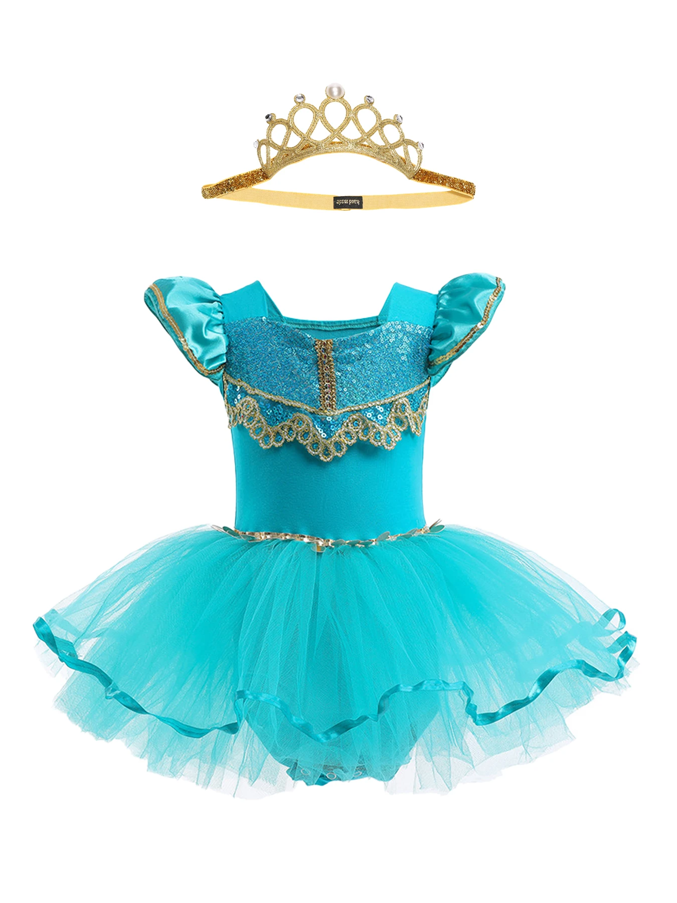 Girls' Ballet Tutu Dress Glittery Puff Sleeve Golden Trim, Christmas/Halloween Complimentary Tiara Included
Girls' Ballet Tutu Dress Glittery Puff Sleeve Golden Trim, Christmas/Halloween Complimentary Tiara Included