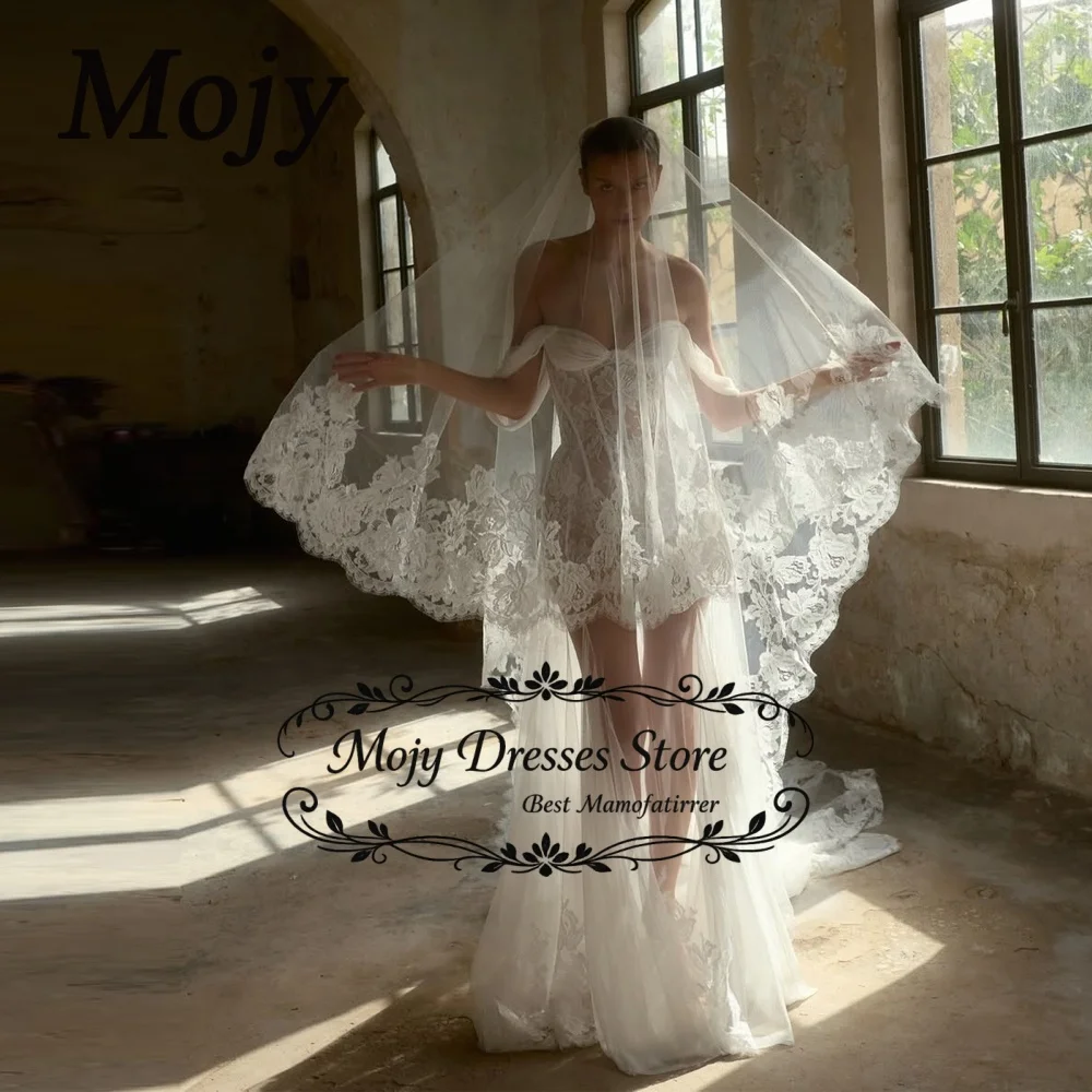 Mojy 2026 Custom Sexy Elegant Ivory Lace Off Shoulder Pleat Corset Mermaid Wedding Dress Sheer Tulle Train Charming Bridal Gown
Mojy 2026 Custom Sexy Elegant Ivory Lace Off Shoulder Pleat Corset Mermaid Wedding Dress Sheer Tulle Train Charming Bridal Gown