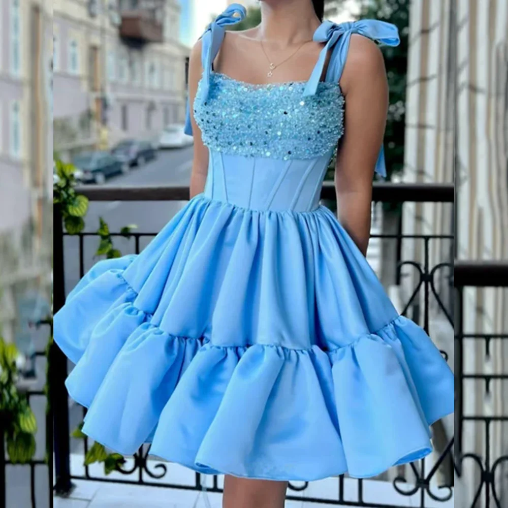 Square Collar Satin Sequins Corset Short Mini Prom Party Dress A-line Bow Backless Puffy Prom Cocktail Gown vestidos de festa
Square Collar Satin Sequins Corset Short Mini Prom Party Dress A-line Bow Backless Puffy Prom Cocktail Gown vestidos de festa