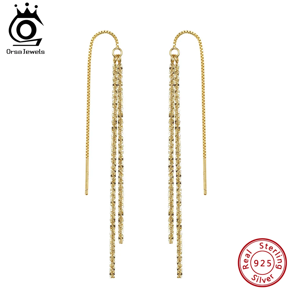 ORSA JEWELS Real 925 Sterling Silver Shiny Box Chain Tassel Earline Drop Earrings Minimalist Fine Jewelry Banquet Party APE152
ORSA JEWELS Real 925 Sterling Silver Shiny Box Chain Tassel Earline Drop Earrings Minimalist Fine Jewelry Banquet Party APE152