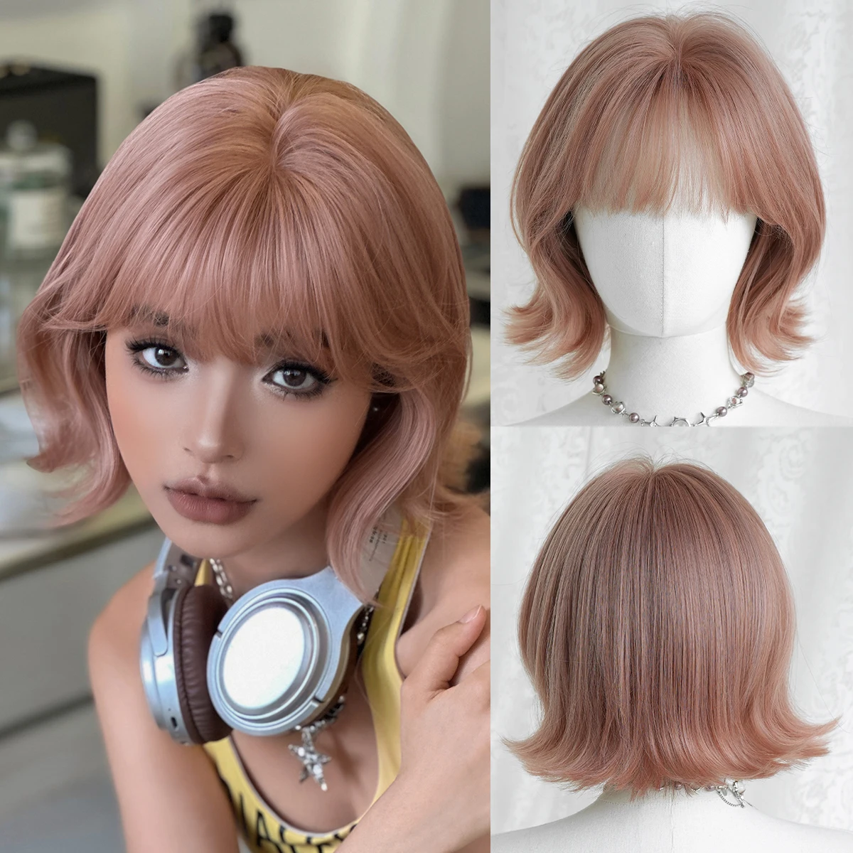 7JHH WIGS Short Straight Orange Pink Wig for Women Synthetic Heat-Resistant Modest Fashion Wear and Go Bob Wigs with Neat Bangs
7JHH WIGS Short Straight Orange Pink Wig for Women Synthetic Heat-Resistant Modest Fashion Wear and Go Bob Wigs with Neat Bangs