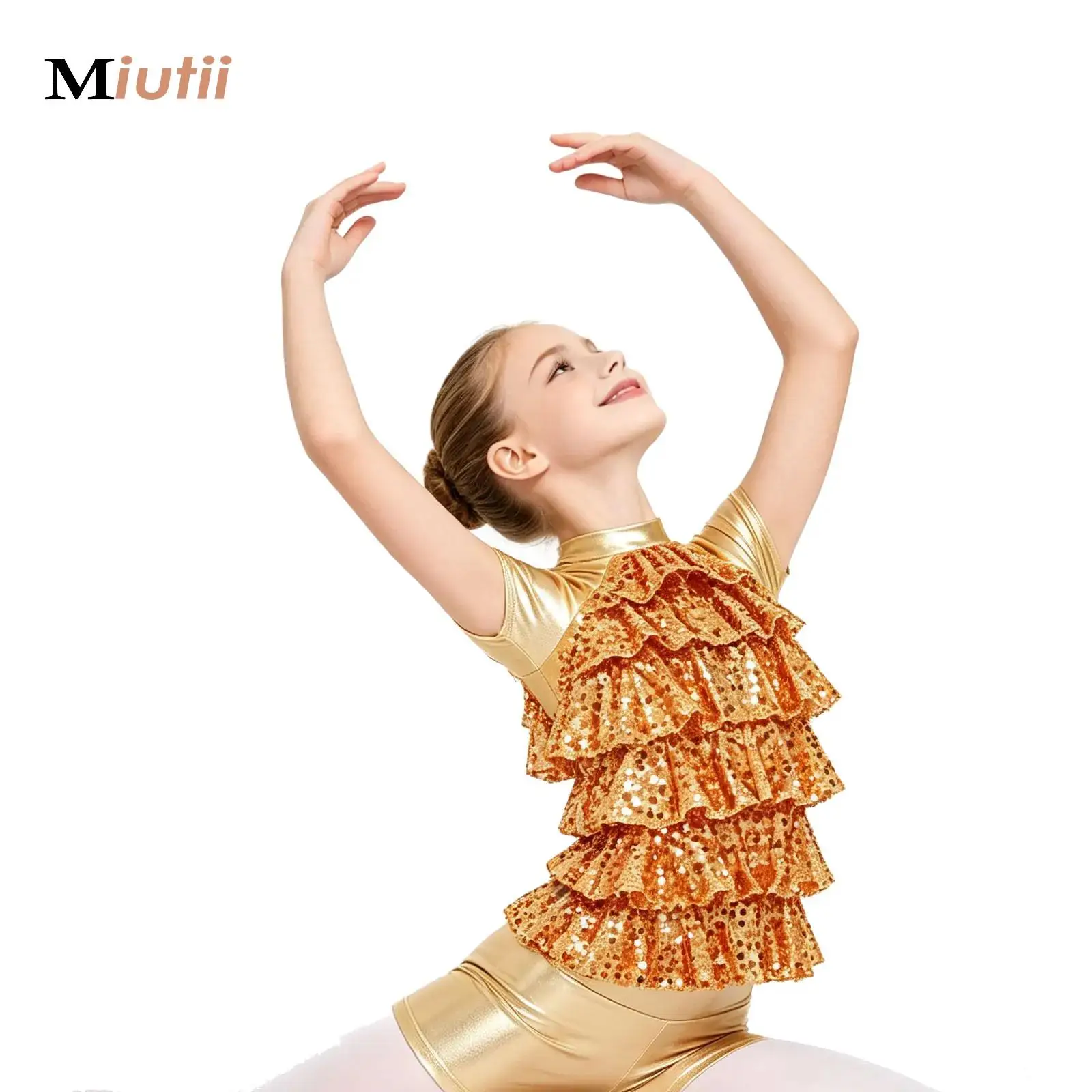 Childs Kids Girls Jazz Dance Shiny Sequins Dancewear Sets Metallic Crop Top with Shorts Outfit School Party Competition Costume
Childs Kids Girls Jazz Dance Shiny Sequins Dancewear Sets Metallic Crop Top with Shorts Outfit School Party Competition Costume