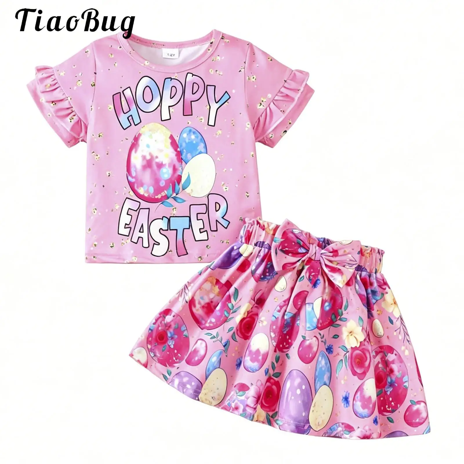 Cute Girls 2 Pieces Set Kid Easter Egg Short Sleeve Pullover Top And Bowknot Ruffle Skirt Outfit for Feastival Party Celebration
Cute Girls 2 Pieces Set Kid Easter Egg Short Sleeve Pullover Top And Bowknot Ruffle Skirt Outfit for Feastival Party Celebration