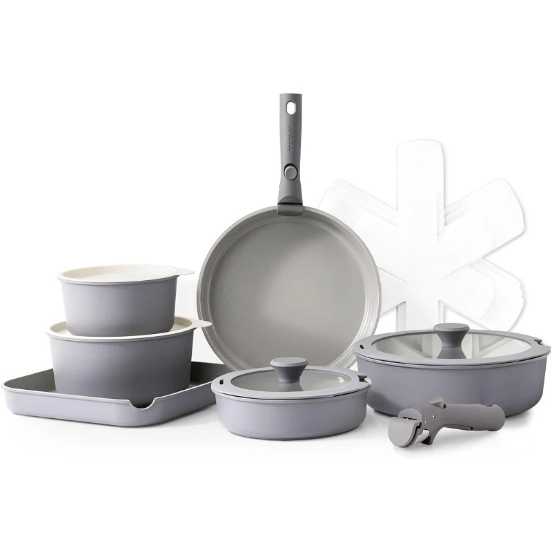 17 Piece Ceramic Pots and Pans Set, Nonstick Detachable Handle Cookware, Induction Kitchen Cookware Set with Removable
17 Piece Ceramic Pots and Pans Set, Nonstick Detachable Handle Cookware, Induction Kitchen Cookware Set with Removable