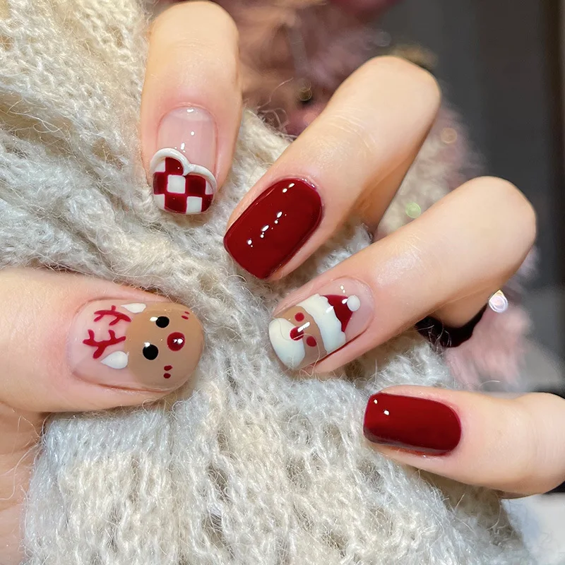 24Pcs Christmas New Purple Rabbit Cute Short False Nails Tips Snowman Elk Pattern Design Wearable Fake Nails Press On Nail Art
24Pcs Christmas New Purple Rabbit Cute Short False Nails Tips Snowman Elk Pattern Design Wearable Fake Nails Press On Nail Art