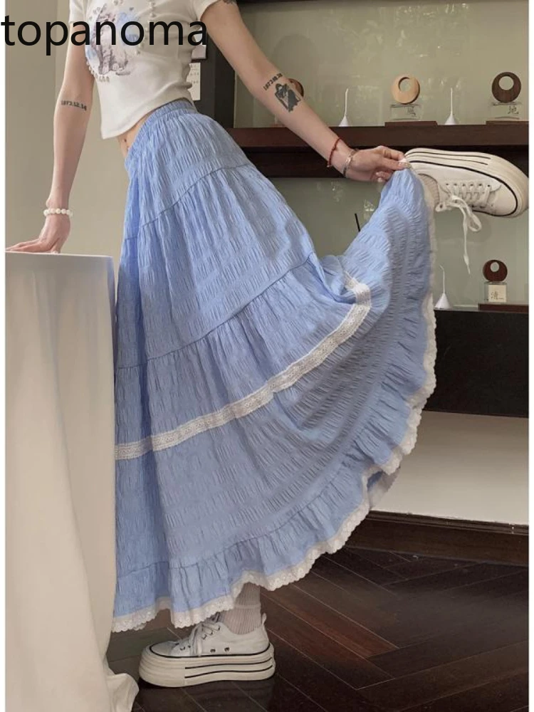 Topanoma Sweet Plaid Skirts Women Lace Patchwork Stretch High Waist Loose Spring 2025 New Fashion Long Skirt Ladies Casual
Topanoma Sweet Plaid Skirts Women Lace Patchwork Stretch High Waist Loose Spring 2025 New Fashion Long Skirt Ladies Casual