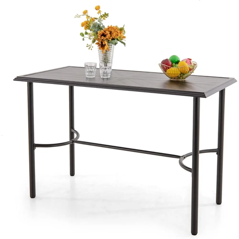 Outdoor Patio Bar Table for 4-6, Counter Height Rectangle Bar Table with All Weather Metal Steel Frame Black for Outside, Yard,
Outdoor Patio Bar Table for 4-6, Counter Height Rectangle Bar Table with All Weather Metal Steel Frame Black for Outside, Yard,