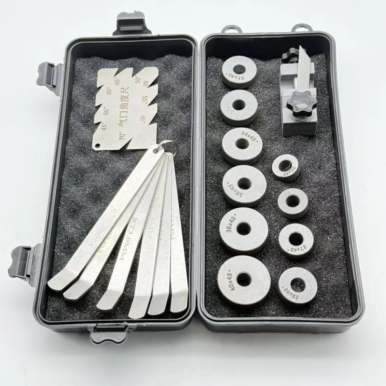 20-40mm valve seat diamond grinding wheel valve seat angle ruler, tool setter, 1/1.35/2/2.2/2.5/3mm clearance plug gauge
20-40mm valve seat diamond grinding wheel valve seat angle ruler, tool setter, 1/1.35/2/2.2/2.5/3mm clearance plug gauge