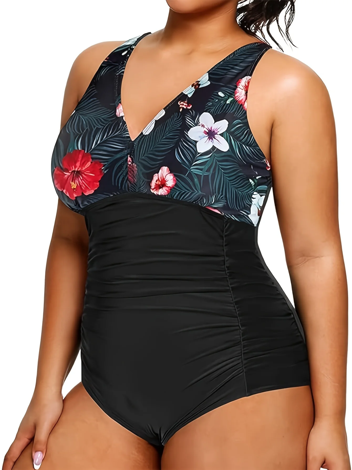 Women's plus-size one-piece swimsuit, tummy-covering, floral print, one-piece, vacation style
Women's plus-size one-piece swimsuit, tummy-covering, floral print, one-piece, vacation style