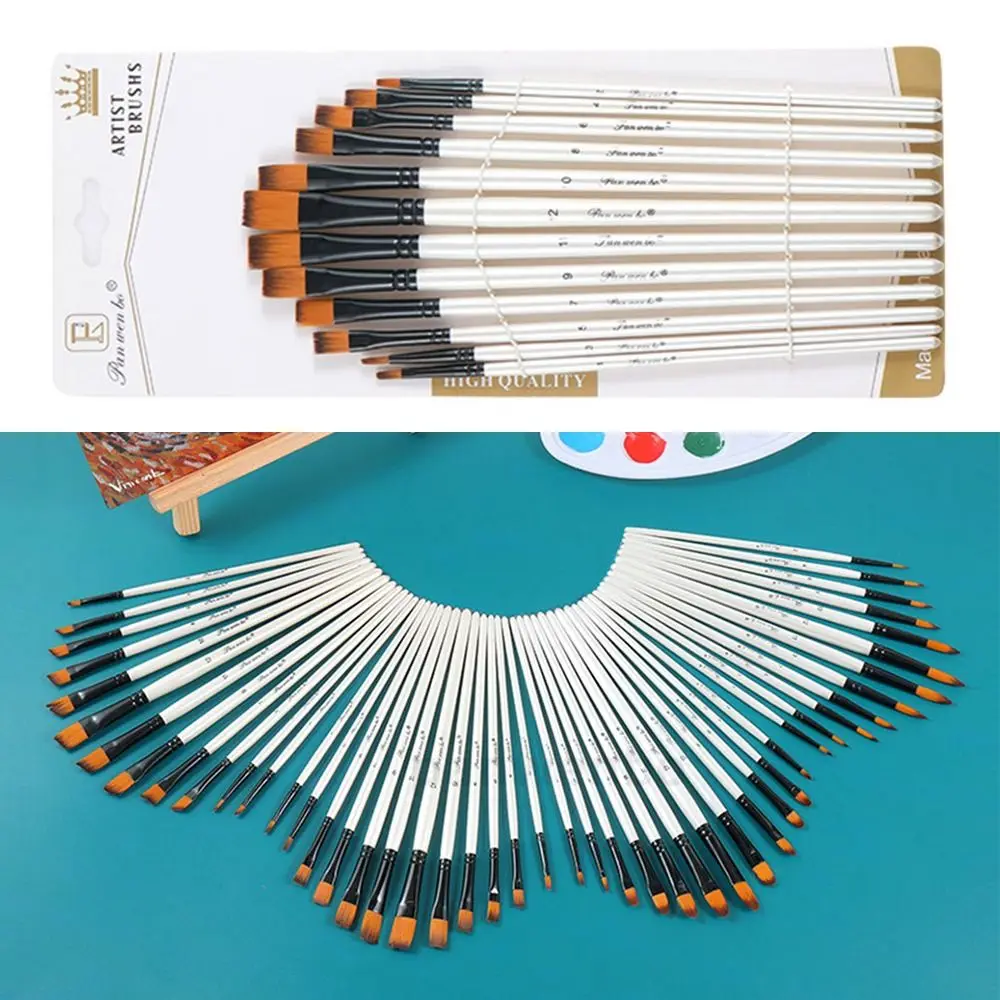 12Pcs Nylon Watercolor Brush Set Soft Hair Pointed Round Flat Head Painting Brushes Artists Beginner's Art Hand Drawn Watercolor
12Pcs Nylon Watercolor Brush Set Soft Hair Pointed Round Flat Head Painting Brushes Artists Beginner's Art Hand Drawn Watercolor