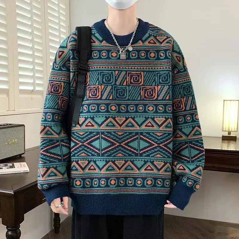 Autumn Winter Men Vintage Sweaters Thicken Warm Knitted Pullovers Fashion Geometric Pattern Male Long Sleeve O-neck Knitwear
Autumn Winter Men Vintage Sweaters Thicken Warm Knitted Pullovers Fashion Geometric Pattern Male Long Sleeve O-neck Knitwear