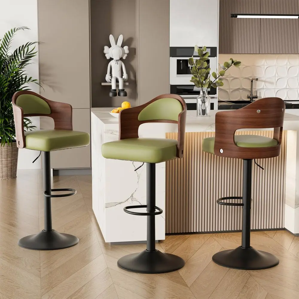 Bar Stools Set of 3, Wooden holstered PU Leather Barstools with Back amp Footrest,Seat Adjustable Height 24.533.5IN,Counter H
Bar Stools Set of 3, Wooden holstered PU Leather Barstools with Back amp Footrest,Seat Adjustable Height 24.533.5IN,Counter H