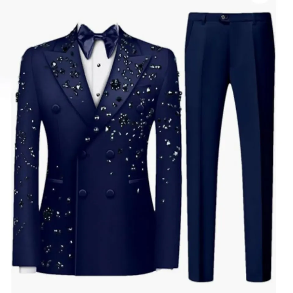 Customized Metal Embellished Men Suits Notched Lapel Groom Tuxedos Wedding Prom Blazers Pants Outfit Terno Masculino Completo
Customized Metal Embellished Men Suits Notched Lapel Groom Tuxedos Wedding Prom Blazers Pants Outfit Terno Masculino Completo