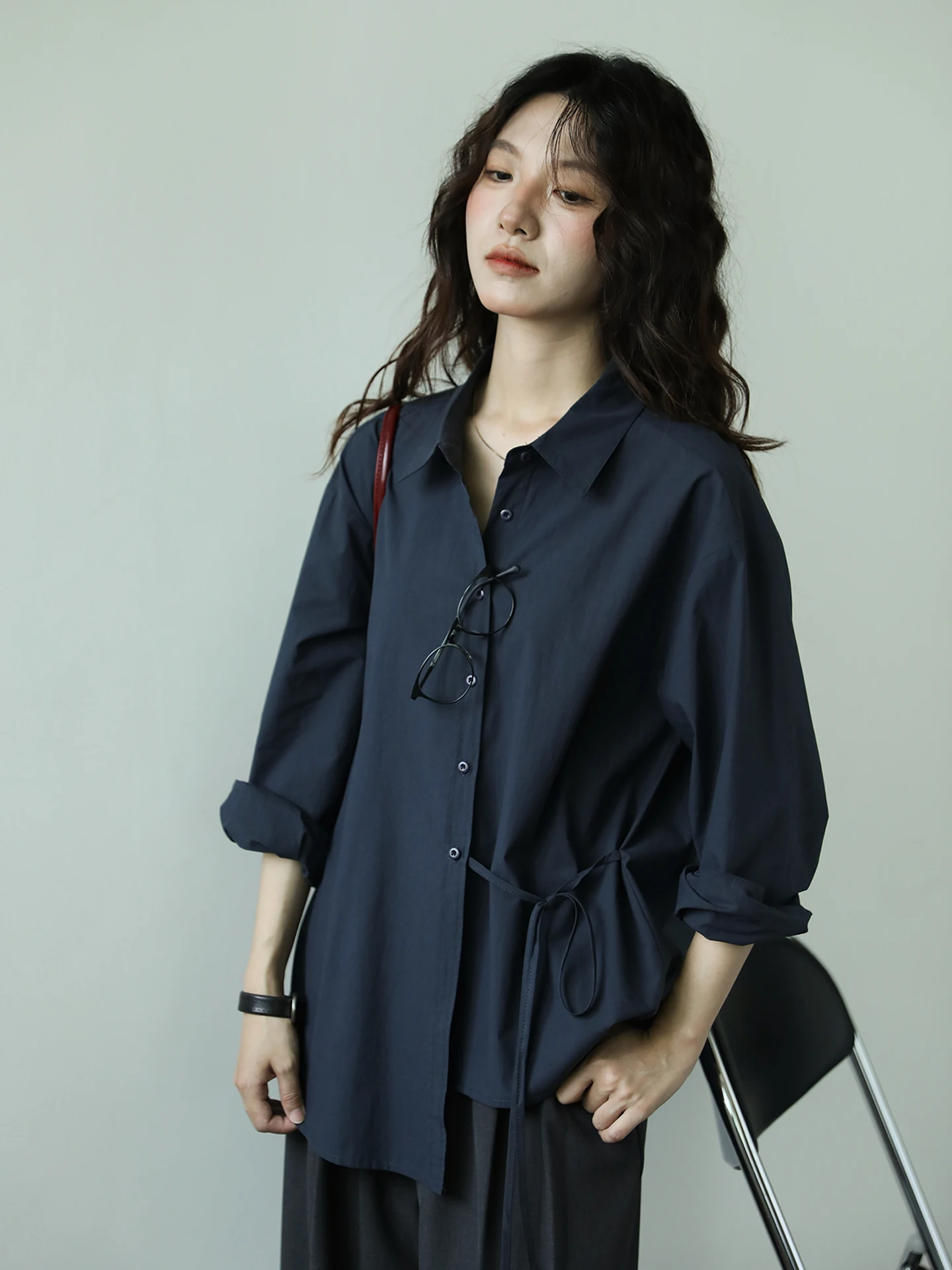 Blue Casual Loose Long Sve irt Women's Loose Fit Slimming Cotton Button up Casual Sle Faion Autumn Winter New Arrival
Blue Casual Loose Long Sve irt Women's Loose Fit Slimming Cotton Button up Casual Sle Faion Autumn Winter New Arrival