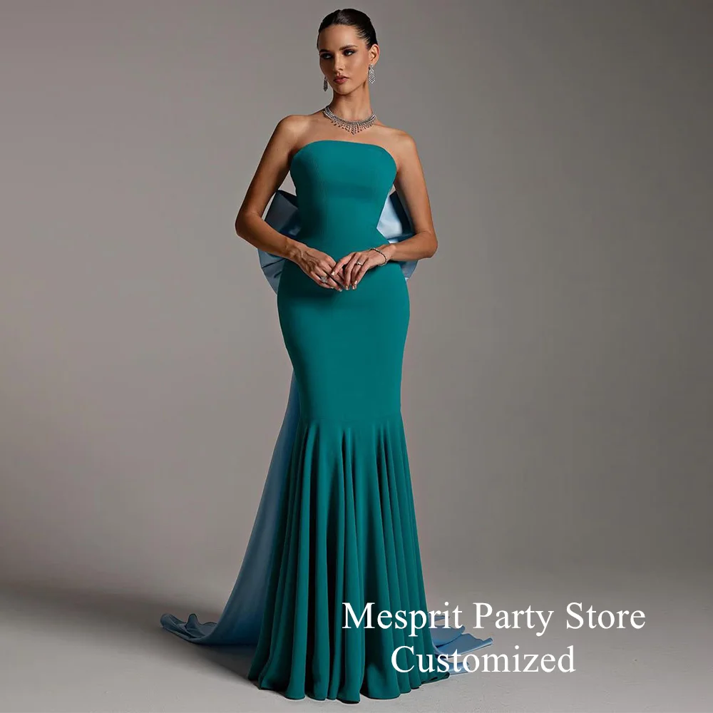 Arab Evening Dress فساتين سهرات Customized Strapless Sleeveless Backless Big Bow Train Mermaid Prom Gown for Woman Weddings
Arab Evening Dress فساتين سهرات Customized Strapless Sleeveless Backless Big Bow Train Mermaid Prom Gown for Woman Weddings