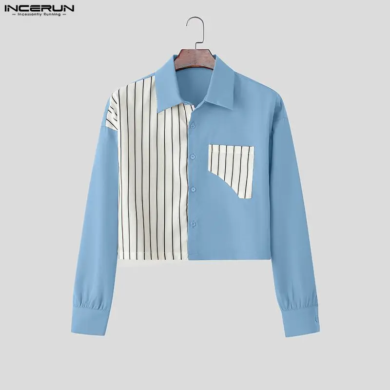 INCERUN Мужская рубашка в полоску в стиле пэчворк с лацканами и длинным рукавом, повседневная мужская одежда, уличная одежда, свободные карманы, модные рубашки, мужские укороченные топы
INCERUN Мужская рубашка в полоску в стиле пэчворк с лацканами и длинным рукавом, повседневная мужская одежда, уличная одежда, свободные карманы, модные рубашки, мужские укороченные топы