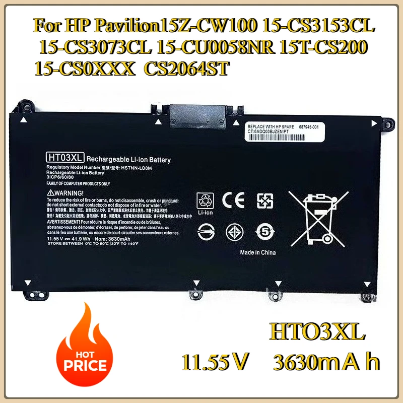 New HTO3XL L11119-855 HT03XL Battery for HP Pavilion15Z-CW100 15-CS3153CL 15-CS3073CL 15-CU0058NR 15T-CS200 15-CS0XXX CS2064ST
New HTO3XL L11119-855 HT03XL Battery for HP Pavilion15Z-CW100 15-CS3153CL 15-CS3073CL 15-CU0058NR 15T-CS200 15-CS0XXX CS2064ST
