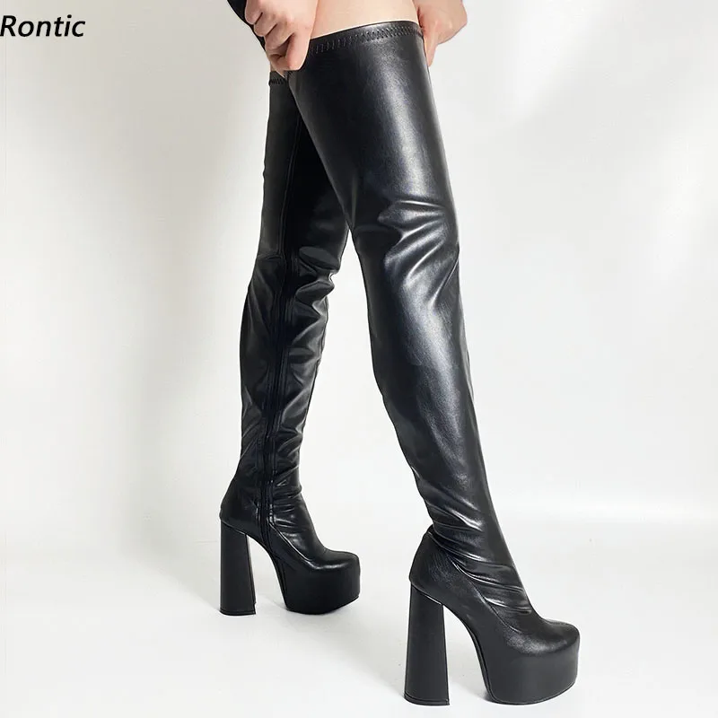 Rontic новые женские весенние сапоги до бедра, супер сексуальные скрытые водонепроницаемые ботинки на каблуке с круглым носком, красивые черные вечерние туфли, размер США 5-15
Rontic новые женские весенние сапоги до бедра, супер сексуальные скрытые водонепроницаемые ботинки на каблуке с круглым носком, красивые черные вечерние туфли, размер США 5-15