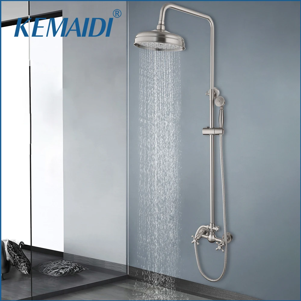 KEMAIDI Nickel Brushed Bathroom Shower Faucet Set Brass Mixer Shower Sets Wall Mount Hot Cold Water Shower Faucets Tap
KEMAIDI Nickel Brushed Bathroom Shower Faucet Set Brass Mixer Shower Sets Wall Mount Hot Cold Water Shower Faucets Tap