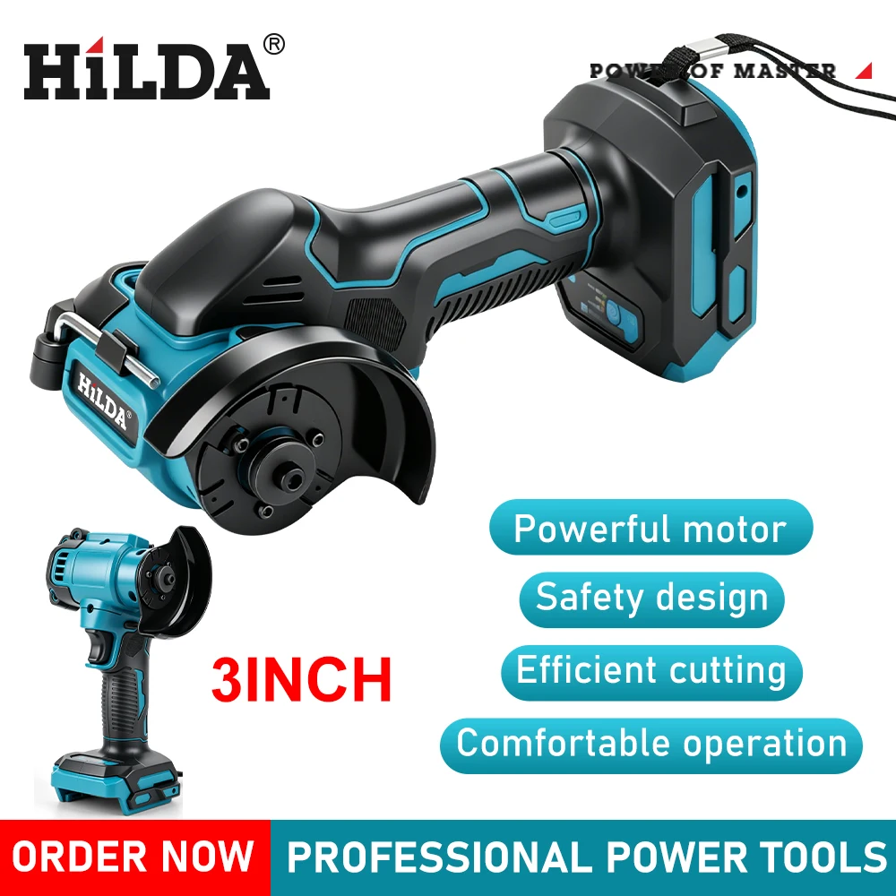 HILDA 3 Inch Mini Cordless Angle Grinder 21V 20000RPM Portable Polishing Cutting Power Tool Fit For Makita Battery Mini Grinder
HILDA 3 Inch Mini Cordless Angle Grinder 21V 20000RPM Portable Polishing Cutting Power Tool Fit For Makita Battery Mini Grinder