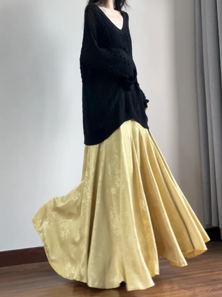 Новая китайская длинная юбка-русалка из желтого шелкового атласа и шифона для высоких женщин
Новая китайская длинная юбка-русалка из желтого шелкового атласа и шифона для высоких женщин