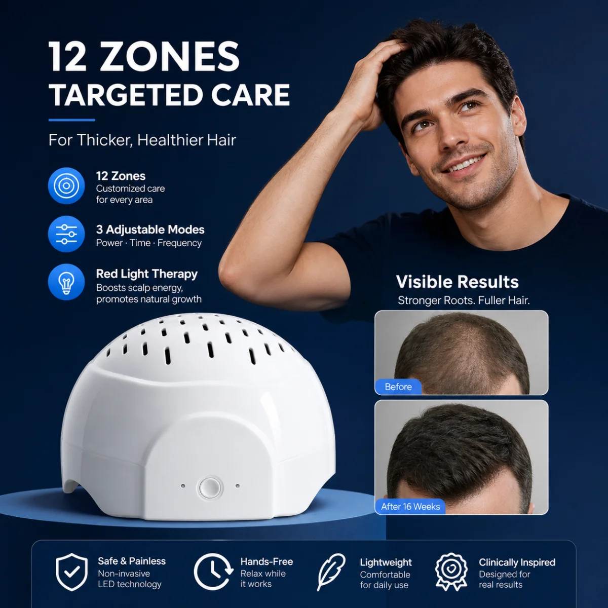 COZING C300 Adjustable LLLT Laser Cap Hair Regrowth Device 90 Lasers 210 LEDs Pulse Mode Type-C New
COZING C300 Adjustable LLLT Laser Cap Hair Regrowth Device 90 Lasers 210 LEDs Pulse Mode Type-C New