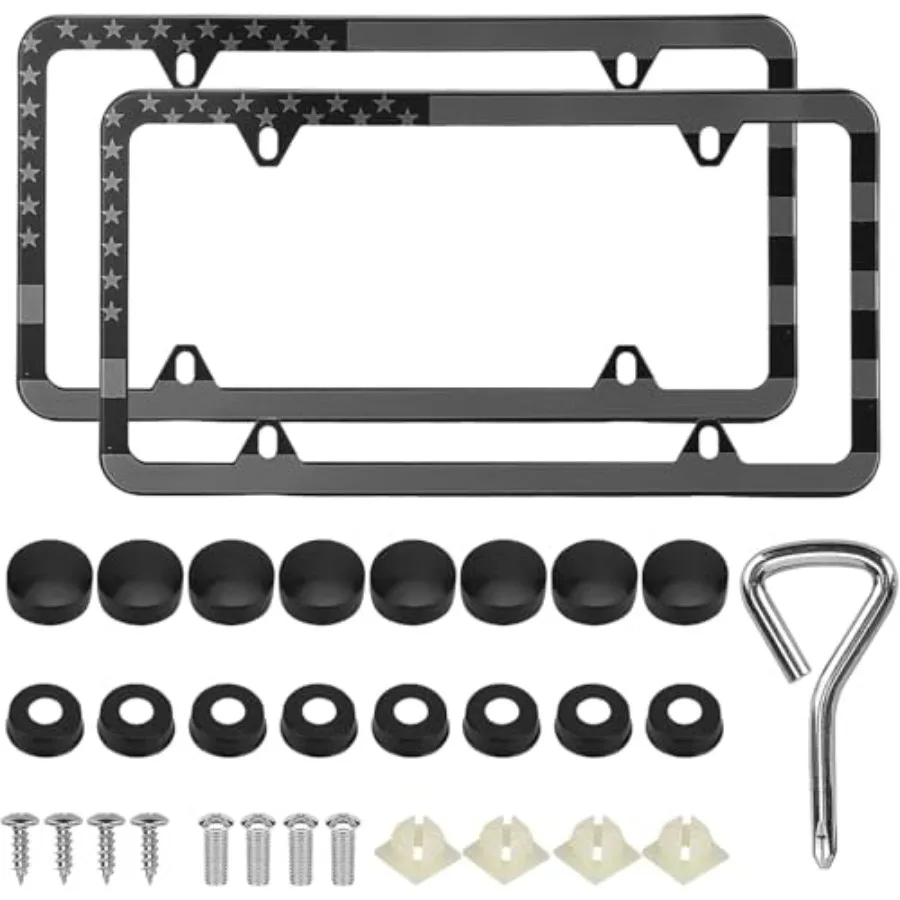 American Flag License Plate Frames, 2 Pack Black Patriotic USA Car Plate Frame, Aluminum License Plate Holder with Free Screws
American Flag License Plate Frames, 2 Pack Black Patriotic USA Car Plate Frame, Aluminum License Plate Holder with Free Screws