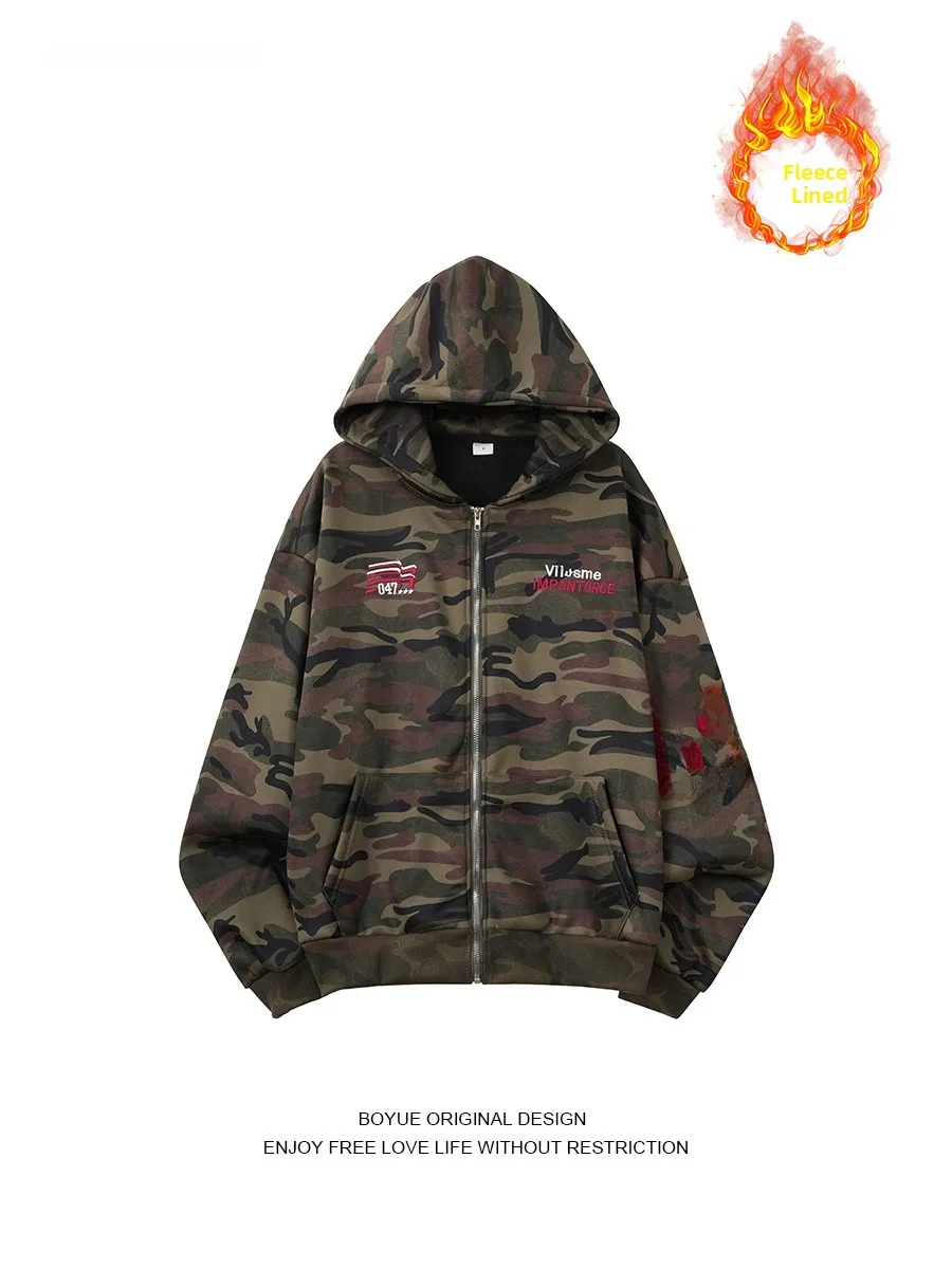 Boyue American Style Camouflage Fleece Hoodie Unisex Trendy Workwear Jacket Loose Fit Long Sleeve Zipper Closure Casual Wear
Boyue American Style Camouflage Fleece Hoodie Unisex Trendy Workwear Jacket Loose Fit Long Sleeve Zipper Closure Casual Wear