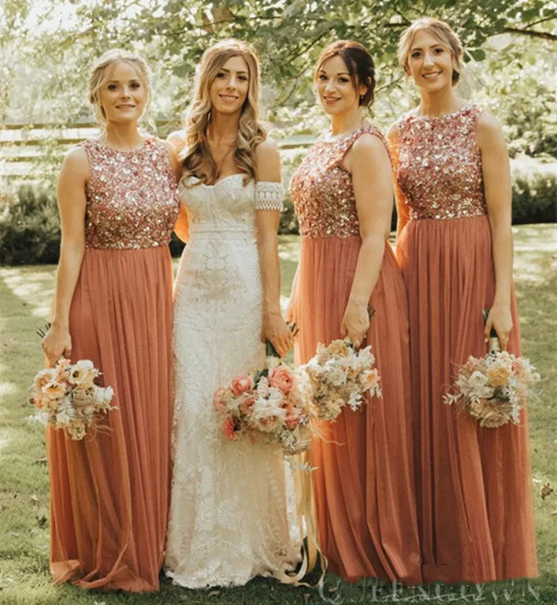 Fashionvane Crew Neck Bridesmaid Dresses Sequins Long Ruched Tulle Prom Gowns Zipper Back Vestidos Para Bbodas Mujer Invitada
Fashionvane Crew Neck Bridesmaid Dresses Sequins Long Ruched Tulle Prom Gowns Zipper Back Vestidos Para Bbodas Mujer Invitada