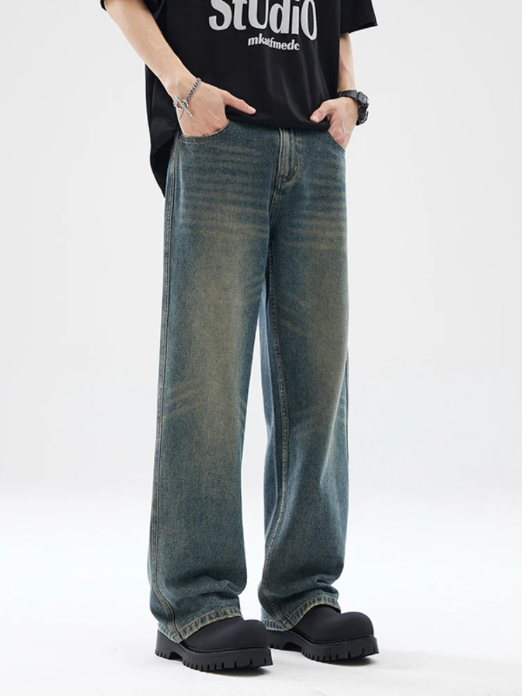 Autumn New Baggy Straight Jeans Men Full Length Washed Distressed Denim Pants High Street Korean Streetwear Male Trousers Black
Autumn New Baggy Straight Jeans Men Full Length Washed Distressed Denim Pants High Street Korean Streetwear Male Trousers Black