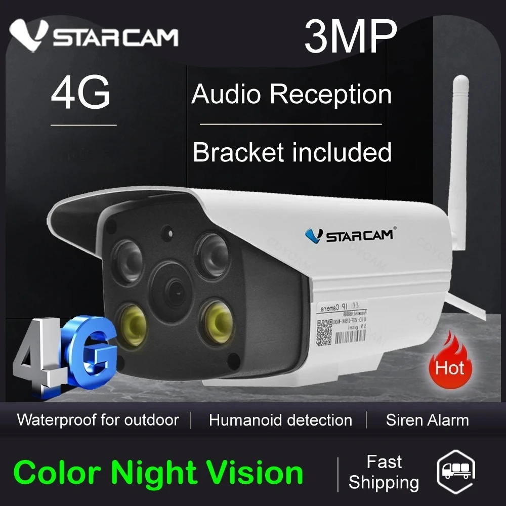 Vstarcam 3MP 4G Camera CCTV Waterproof Outdoor Full Color Night Vision Security Camera Infrared Bulllet Two-way Audio Camera
Vstarcam 3MP 4G Camera CCTV Waterproof Outdoor Full Color Night Vision Security Camera Infrared Bulllet Two-way Audio Camera