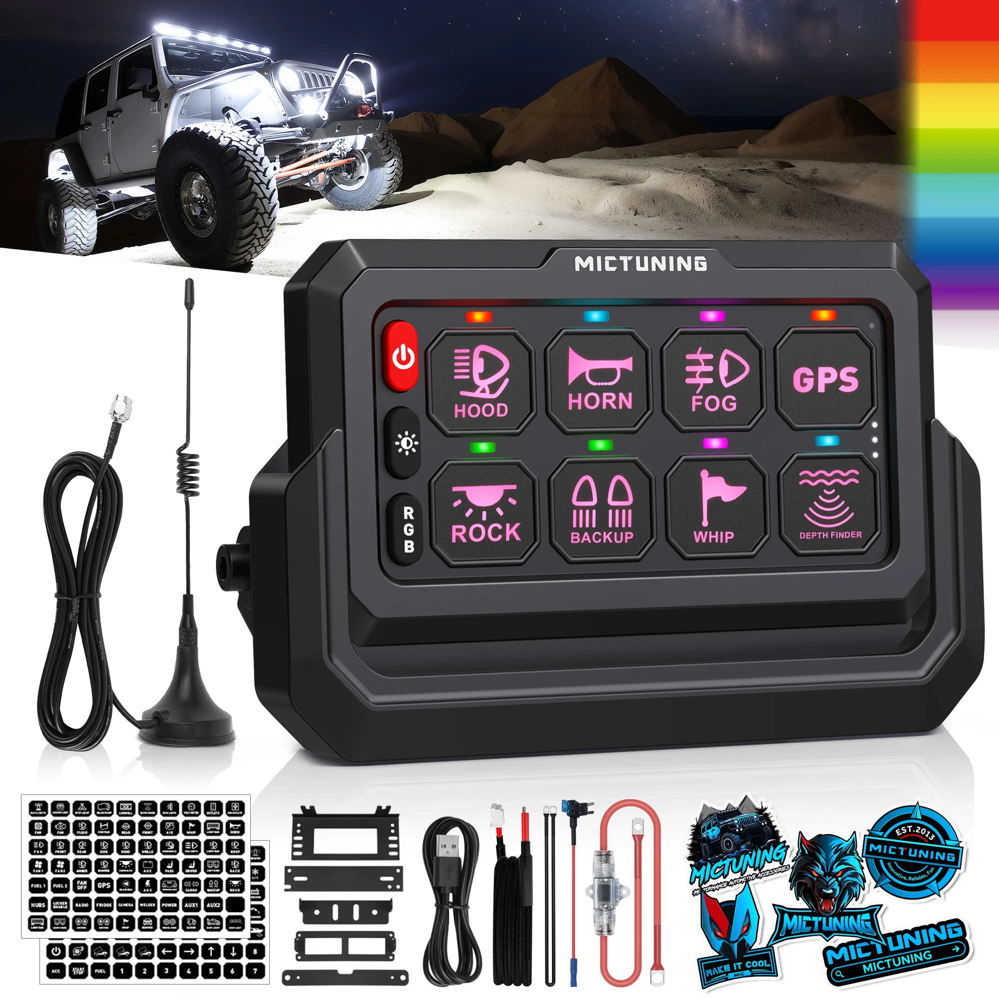 Панель переключения MICTUNING Wireless 8/12 Gang, диапазон дистанционного управления до 328 футов Многофункциональная многопанель, автоматическая зарядка Type-C 
Панель переключения MICTUNING Wireless 8/12 Gang, диапазон дистанционного управления до 328 футов Многофункциональная многопанель, автоматическая зарядка Type-C
