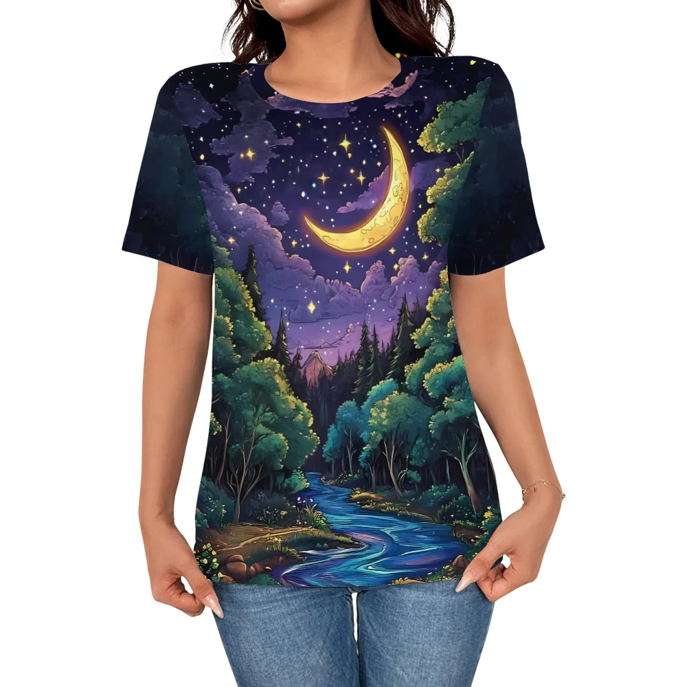 2025 Summer Women's Elegant and Personalized Night Forest 3D Printed Top T-shirt Women's Casual Fashion Short Sleeve Top
2025 Summer Women's Elegant and Personalized Night Forest 3D Printed Top T-shirt Women's Casual Fashion Short Sleeve Top