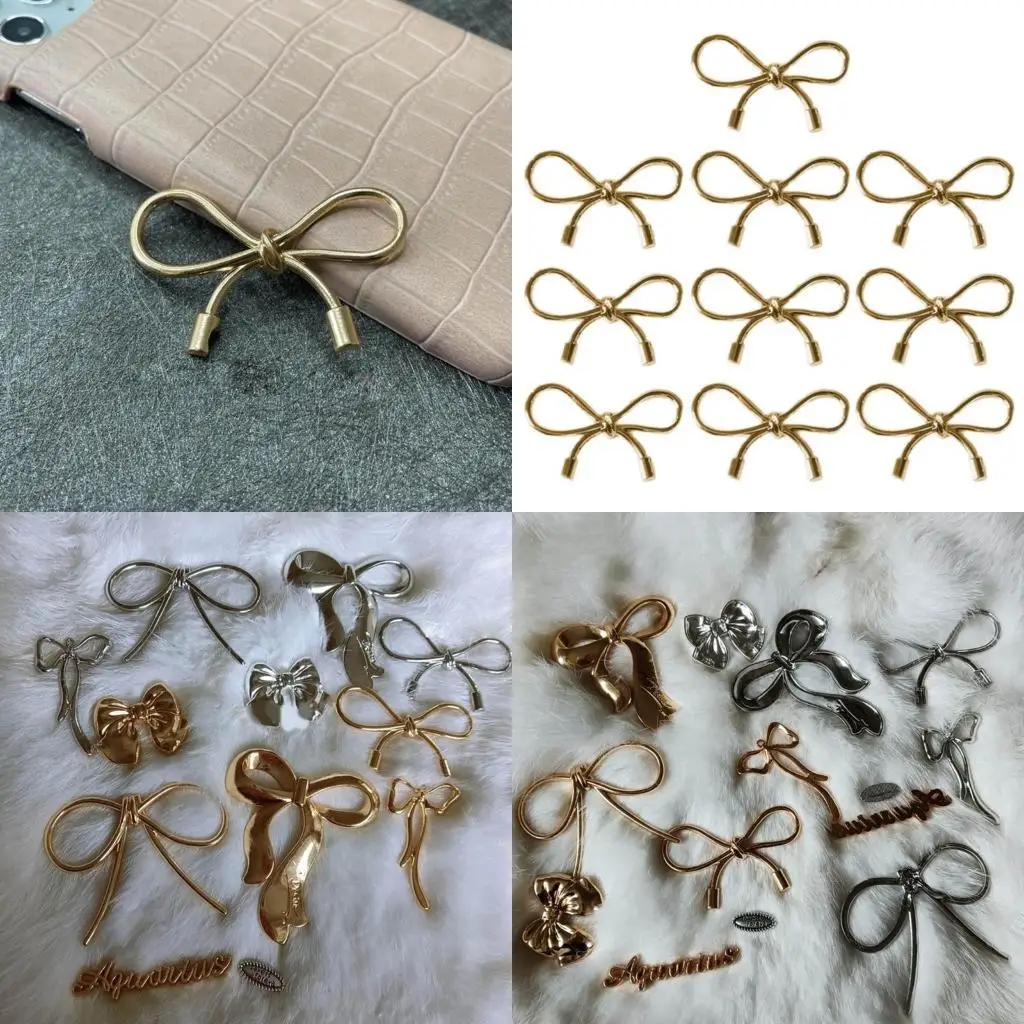J78F Elegant Gold/Silver Bowknot Adornment Stylish Craft Accessory Metal Butterfly Knots for DIY Crafts and Phone Decoration
J78F Elegant Gold/Silver Bowknot Adornment Stylish Craft Accessory Metal Butterfly Knots for DIY Crafts and Phone Decoration