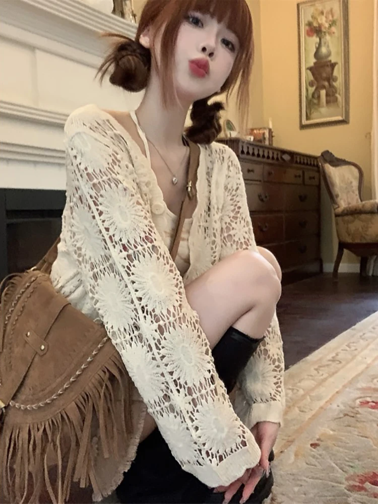 Lace Hollow Knitted Open Cardigan Women Summer Thin Match Halter Dress Outer Small Shirt Sun Protection Small Jacket
Lace Hollow Knitted Open Cardigan Women Summer Thin Match Halter Dress Outer Small Shirt Sun Protection Small Jacket