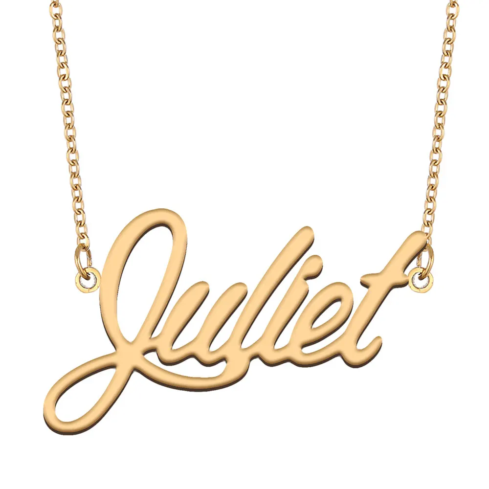 Juliet Name Necklaces for Women Stainless Steel Jewelry Gold Color Nameplate Pendant Letters Charms for Her Mother Day Gift
Juliet Name Necklaces for Women Stainless Steel Jewelry Gold Color Nameplate Pendant Letters Charms for Her Mother Day Gift