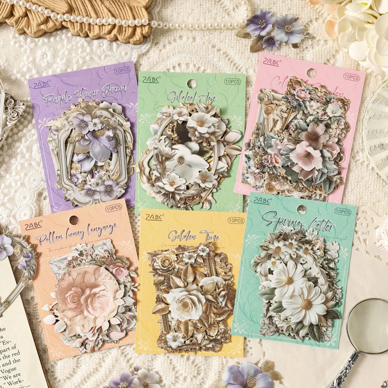10Pcs Retro Flower Cutout Decor Sticker Pack, Delicate Hollow Floral Layering Materials for Journal Craft
10Pcs Retro Flower Cutout Decor Sticker Pack, Delicate Hollow Floral Layering Materials for Journal Craft
