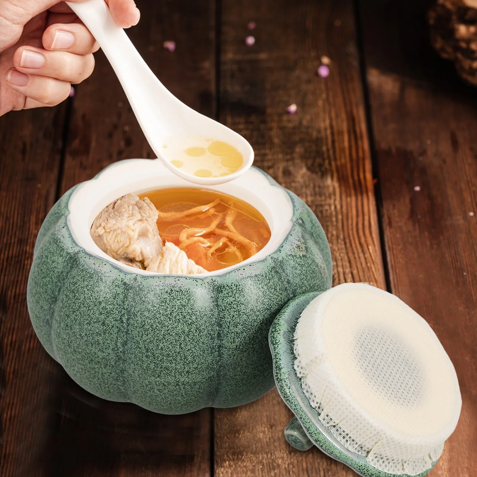 Pumpkin Ceramic Stew Bowl Smooth Surface Decorative Soup Bowl Lid Kitchen Food Holder Porcelain Container Steamed Can
Pumpkin Ceramic Stew Bowl Smooth Surface Decorative Soup Bowl Lid Kitchen Food Holder Porcelain Container Steamed Can