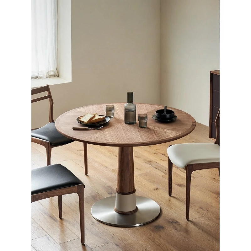 Black walnut, solid wood round dining table for household use, small apartment rock slab round table
Black walnut, solid wood round dining table for household use, small apartment rock slab round table
